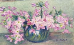 Early 1900's French Impressionist Signed Flower Watercolour by Marie Carreau