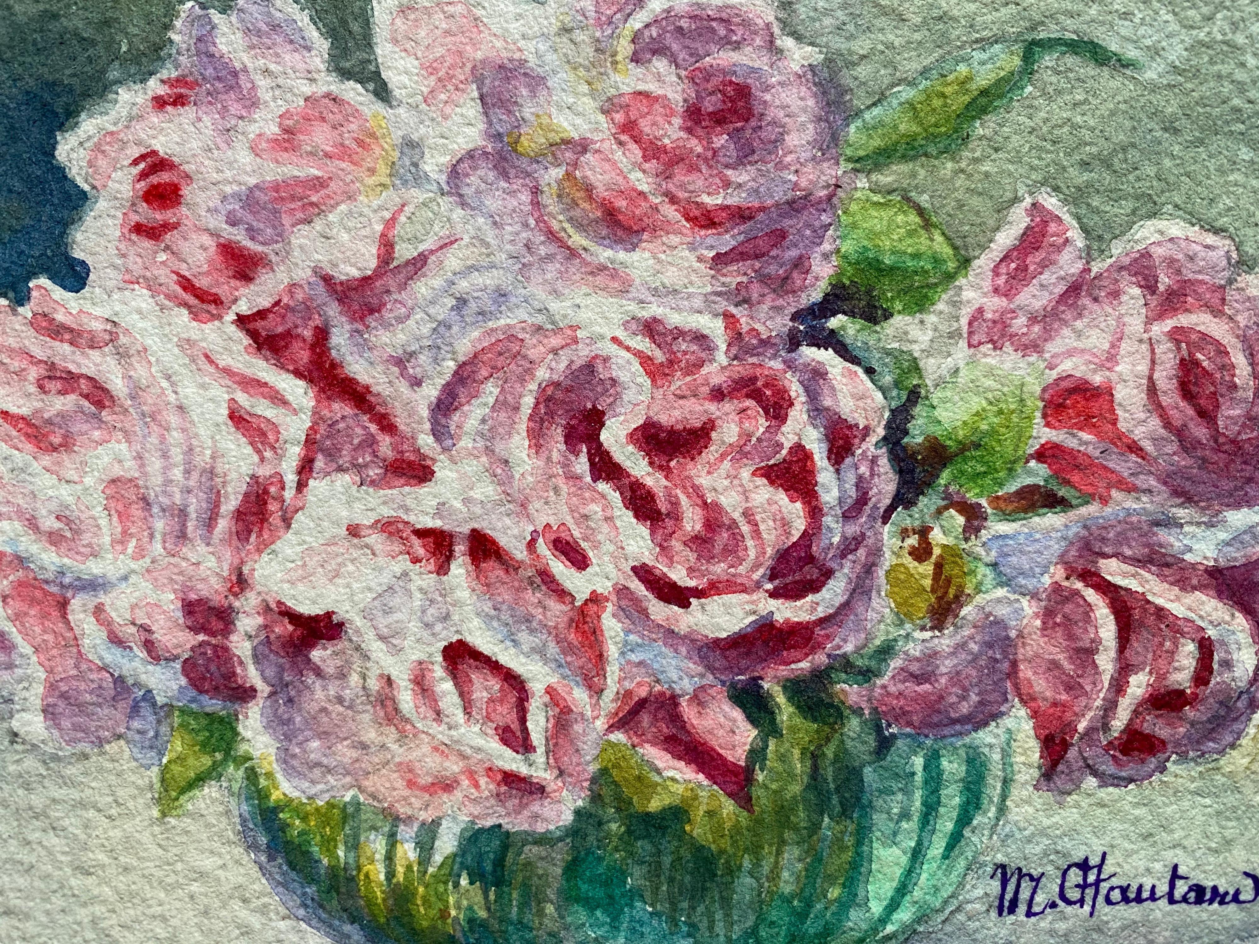 Early 1900's French Impressionist Signed Flower Watercolour by Marie Carreau - Art by Unknown