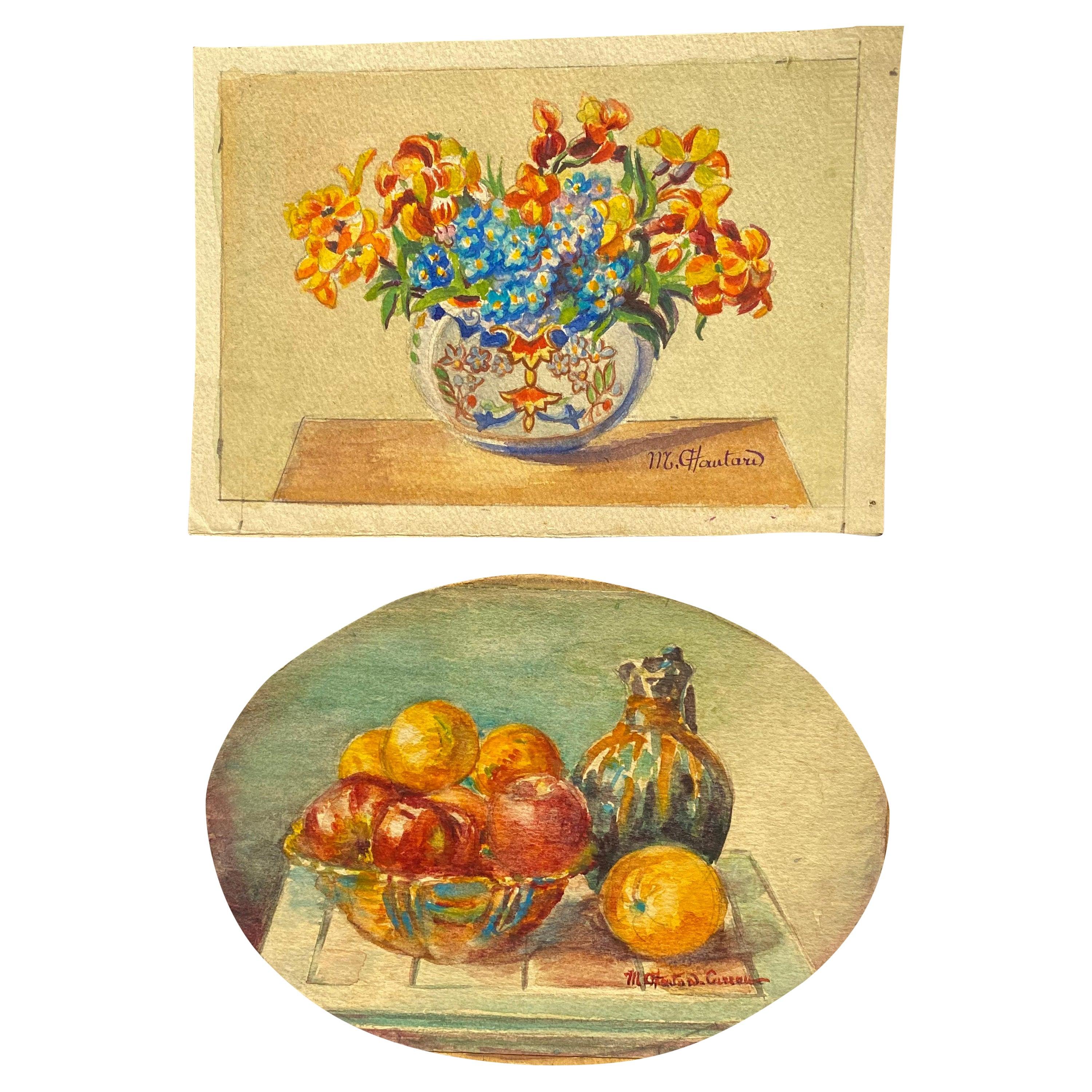 Still-Life de Unknown - Acuarelas de flores de principios de 1900 firmadas por la impresionista francesa Marie Carreau