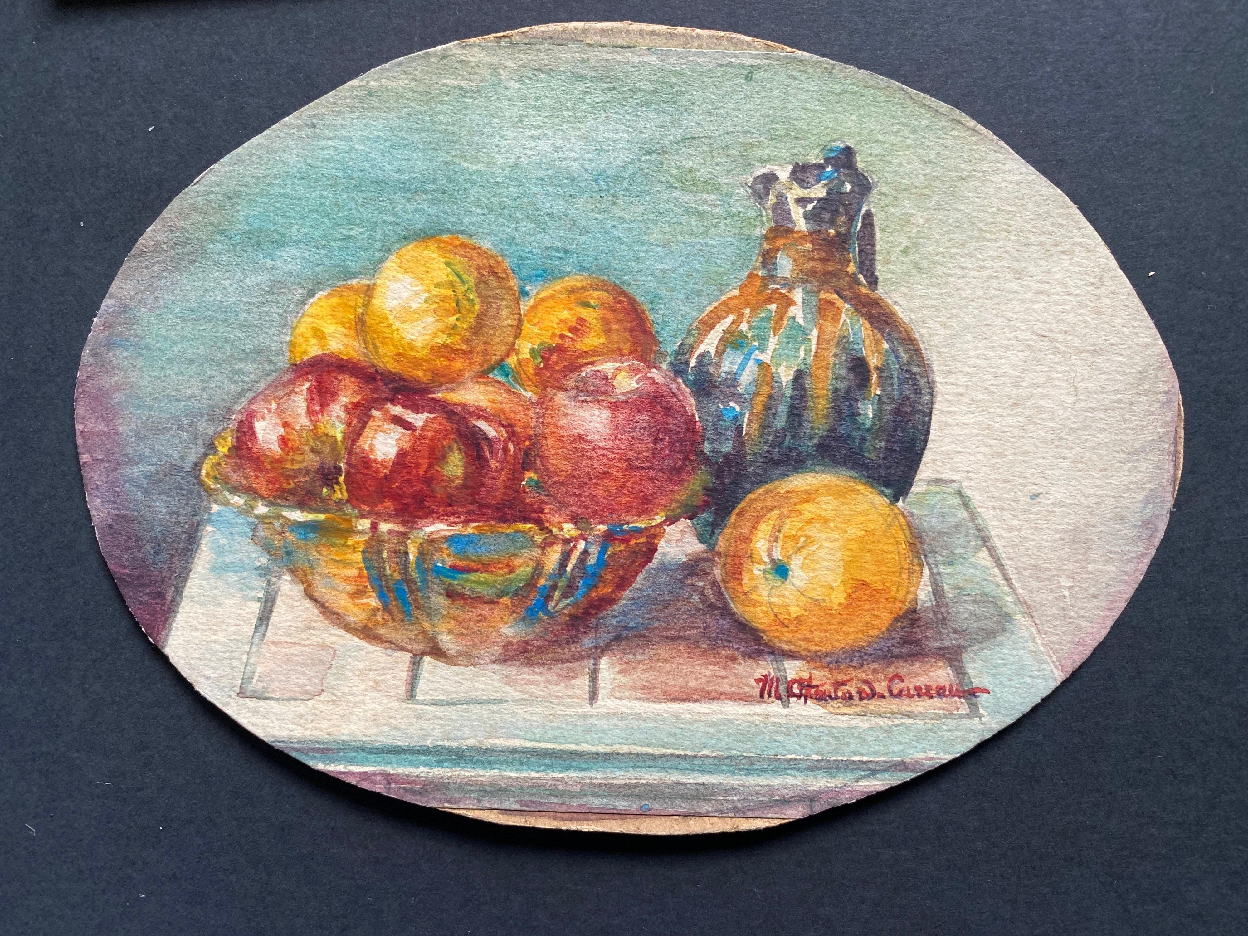 Acuarelas de flores de principios de 1900 firmadas por la impresionista francesa Marie Carreau - Still-Life Beige de Unknown