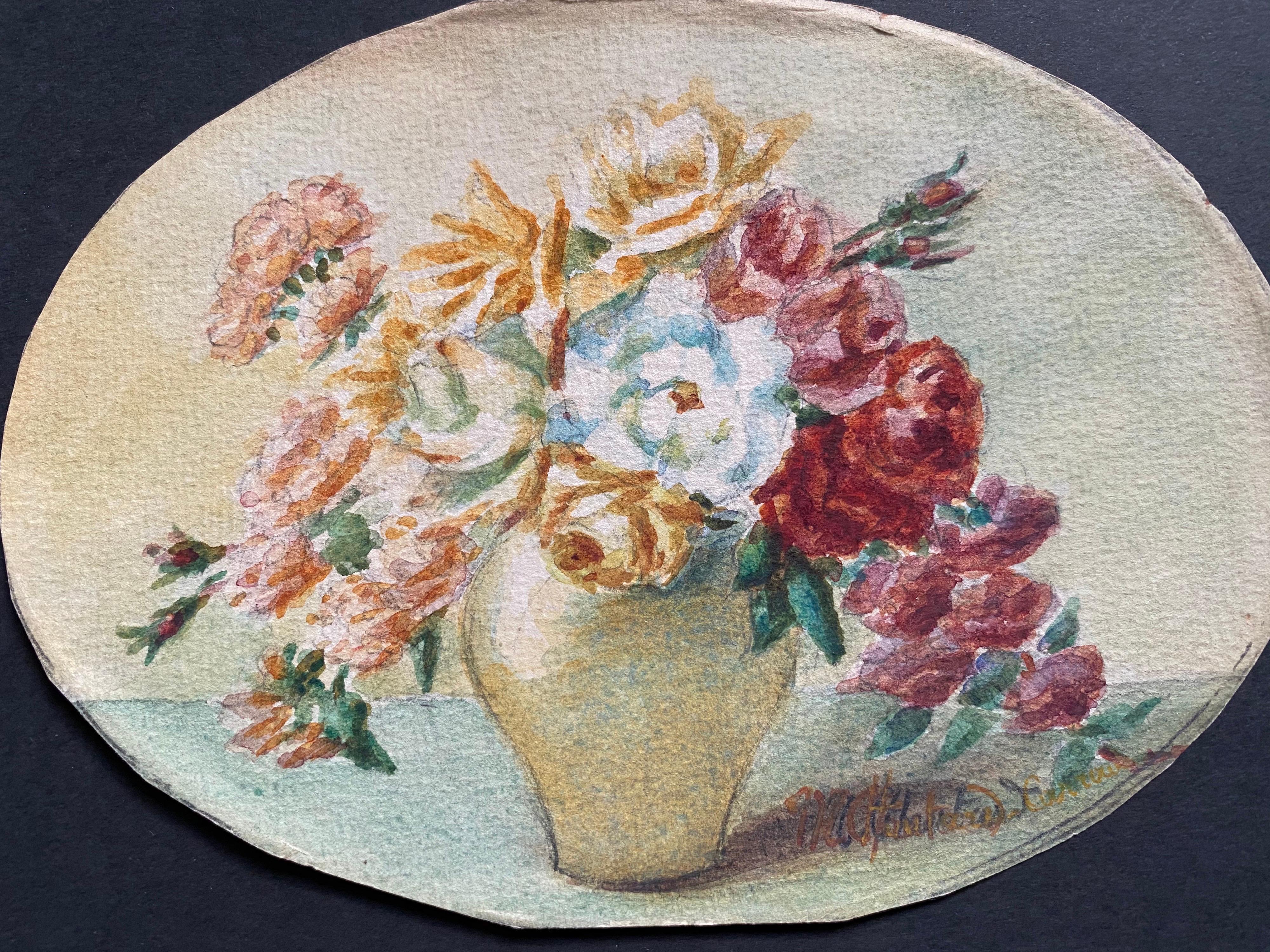 Aquarelles de fleurs signées par l'impressionniste française Marie Carreau du début des années 1900 - Art de Unknown