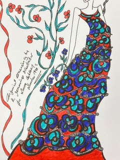 Original Fashion Design Illustration Watercolor Painting Laura Ashley Designer