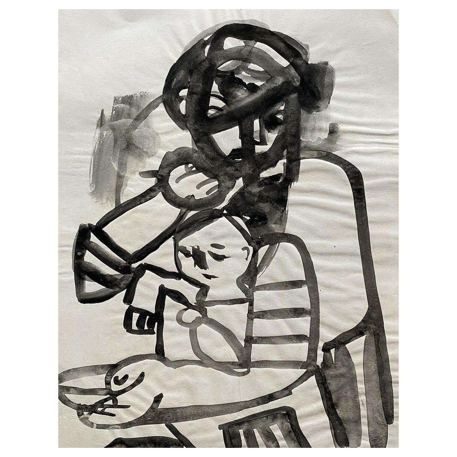 Figurative Art de Unknown - Carlos Carnero, Estudio de madre e hijo, Pintura original