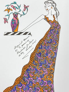 Original Fashion Design Illustration Watercolor Painting Laura Ashley Designer