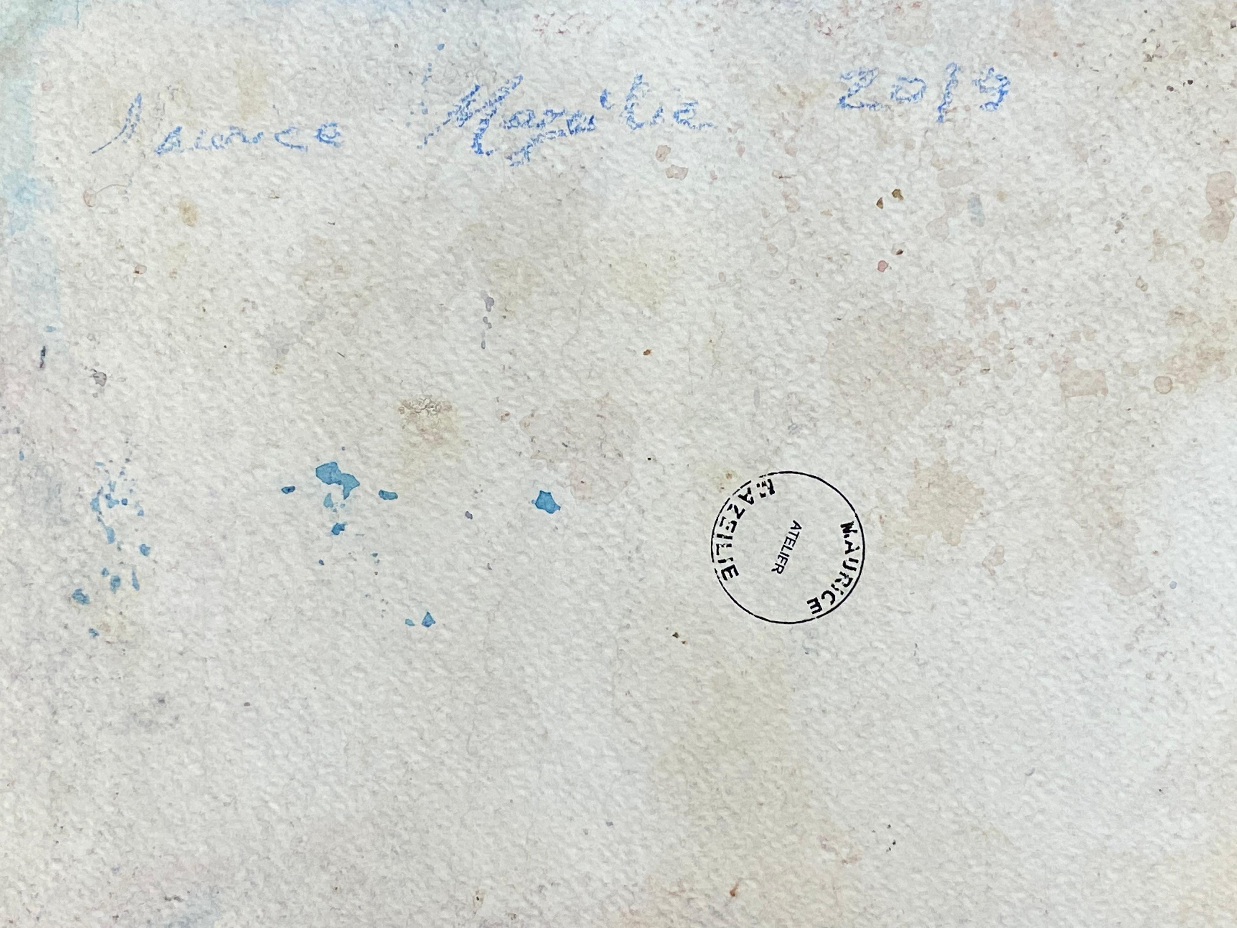 Maurice Mazeilie, Impresionista francés Acuarela firmada, Dama en la playa en venta 2