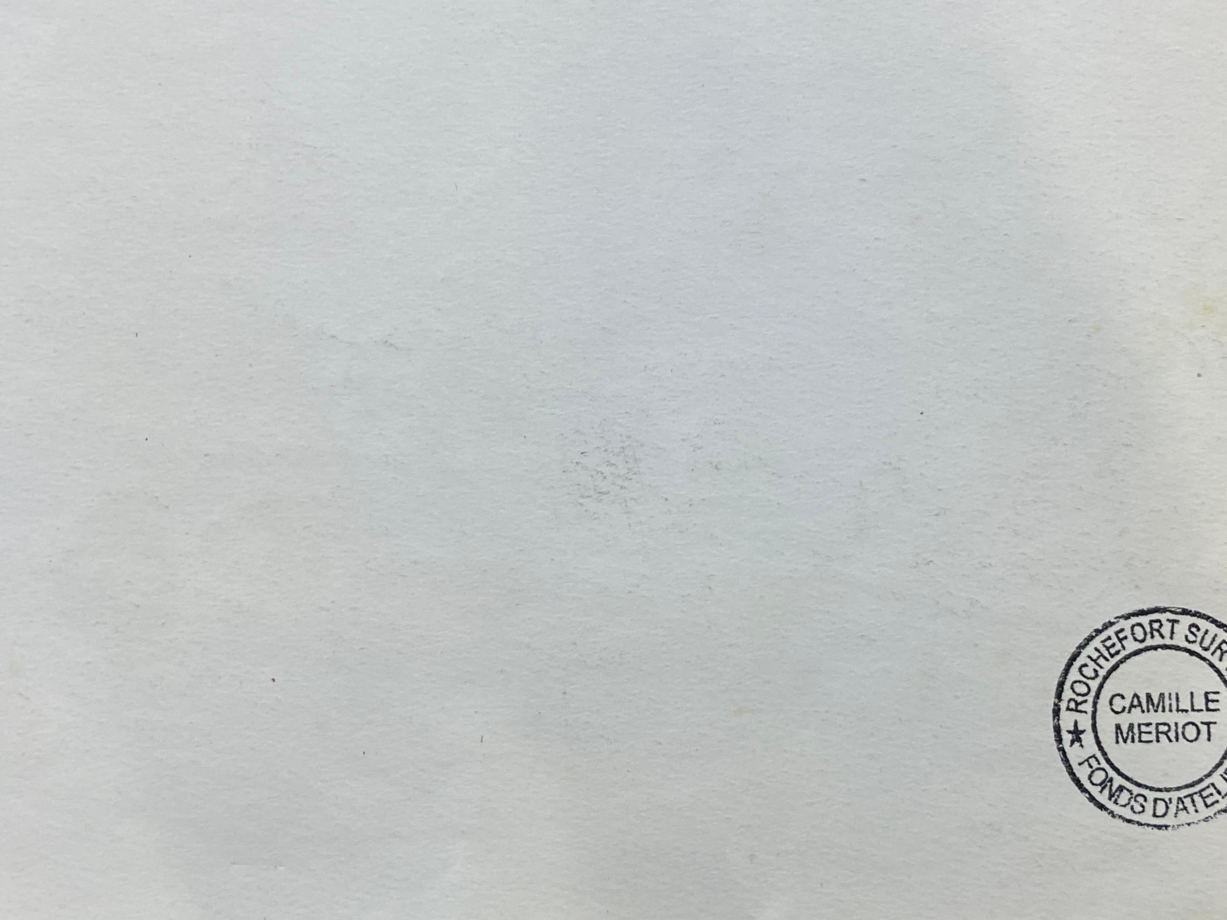 Camille Meriot Dibujo impresionista a lápiz firmado en francés, Barcos atmosféricos en venta 3