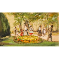 Early 20th Century Watercolour - A Walk in the Park