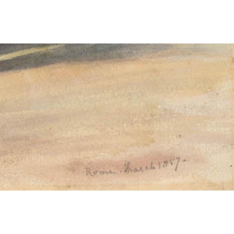 A charming depiction of a peasant man travelling to Rome on foot. Inscribed and dated to the lower right in graphite. On paper.