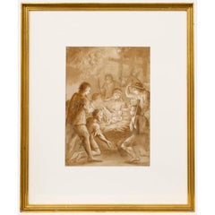 Antique 19th Century Pen and Ink Drawing - Adoration of the Shepherds