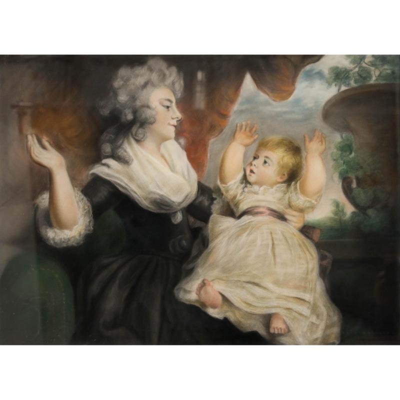 After Sir Joshua Reynolds (1723-1792) - 19th Century Pastel, Duchess & Daughter - Art by Unknown