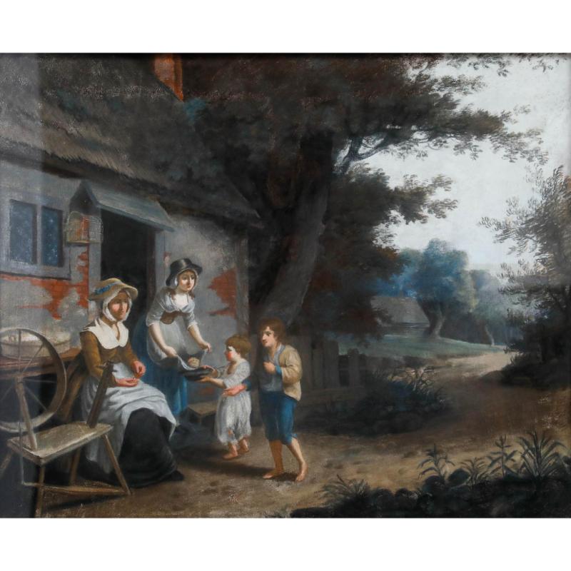 Follower of Francis Wheatley RA - Gerahmtes Pastell aus dem 19. Jahrhundert, Kauf von Brot – Art von Unknown