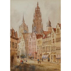 Edward Nevil (fl. 1880-1900) - Fin du XIXe siècle Aquarelle, Anvers