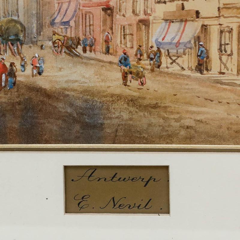 Edward Nevil (1880-1900) - Acquerello della fine del XIX secolo, Anversa in vendita 3