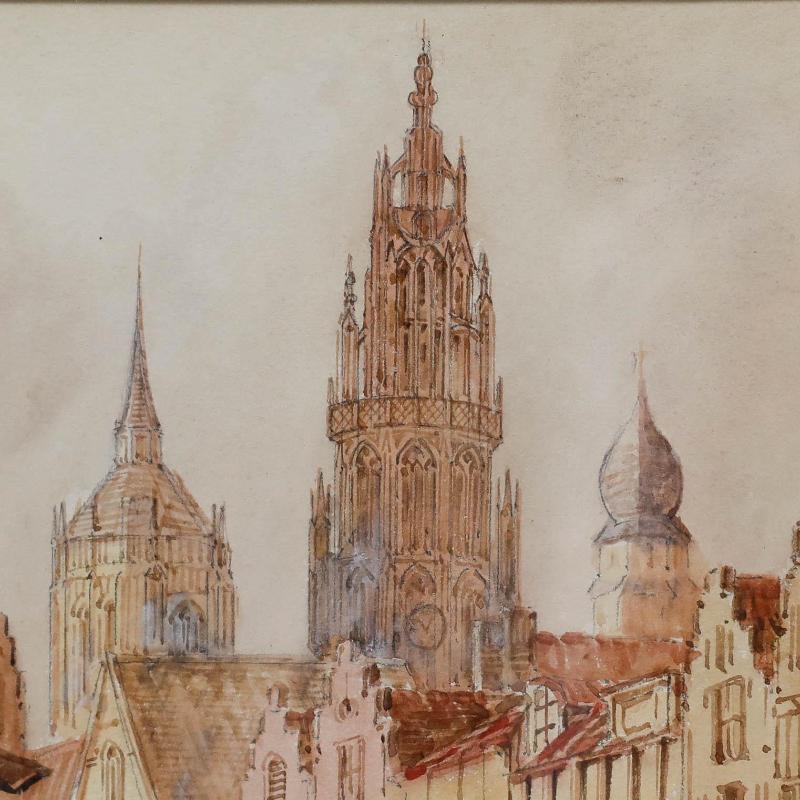 Edward Nevil (1880-1900) - Acquerello della fine del XIX secolo, Anversa in vendita 4