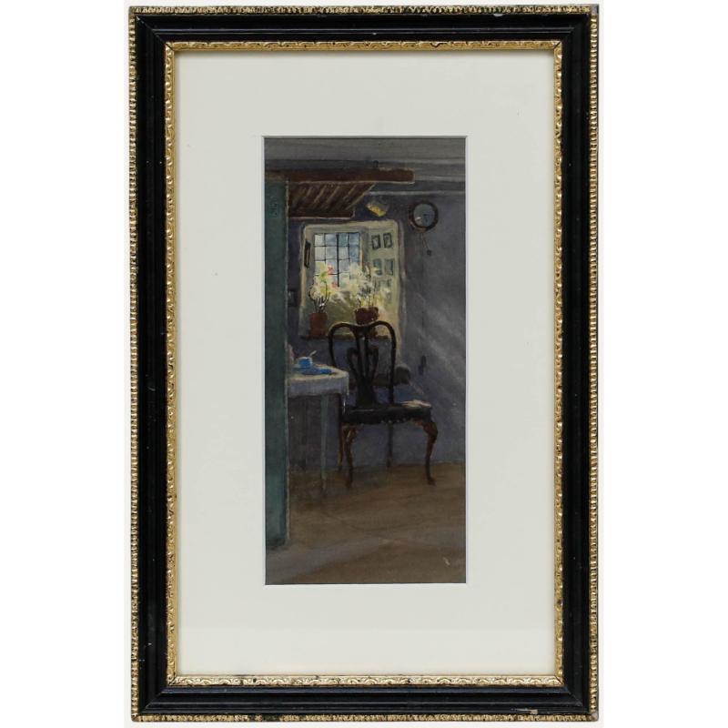 Unknown Interior Art – Gideon Matthew Fidler (1857-1942) - Aquarell, Sonnenlicht durch ein Fenster