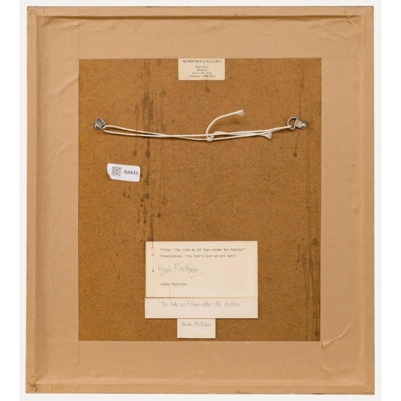 Brian Phillips - Gerahmtes Pastell des 20. Jahrhunderts, Angler an den Docks der Stadt (Beige), Landscape Art, von Unknown