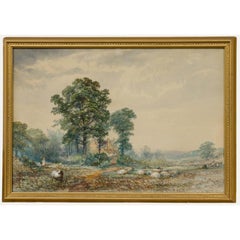 William Henry Vernon (1820-1909) - Aquarelle encadrée, Regarder le troupeau