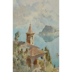 Henry Richard Beadon Donne (1860-1949) - Watercolour, View of Lake Como
