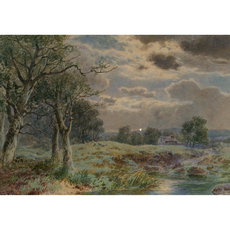 Walter Stuart Lloyd (1845-1959) - Acuarela de 1879, Luz de luna en Hampstead Heath en venta 1