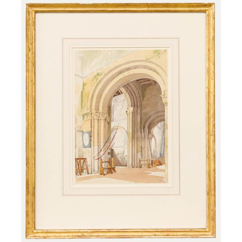 Henry W. Stock (1825-1909) - Gerahmtes Aquarell von 1873, Heilige Maria von Haura