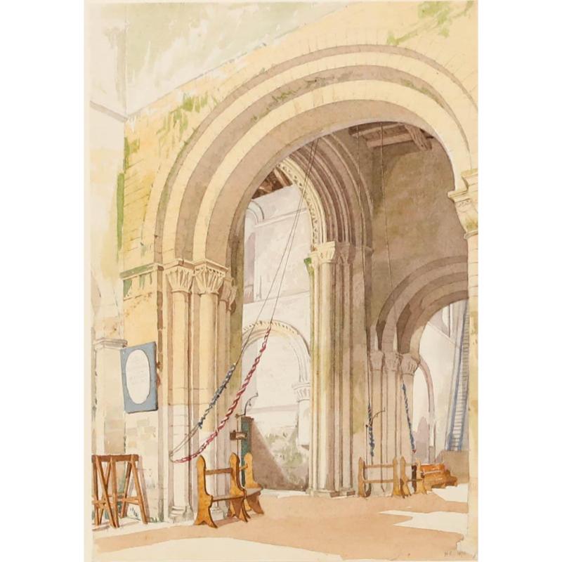 Henry W. Stock (1825-1909) - Framed 1873 Watercolour, Saint Mary de Haura - Art by Unknown