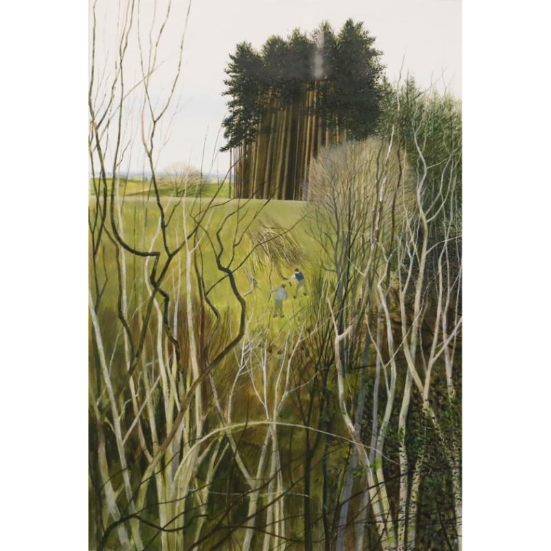 Alan John Greene (1921-2020) - Aquarelle encadrée du XXe siècle, Récolte du saule - Art de Unknown