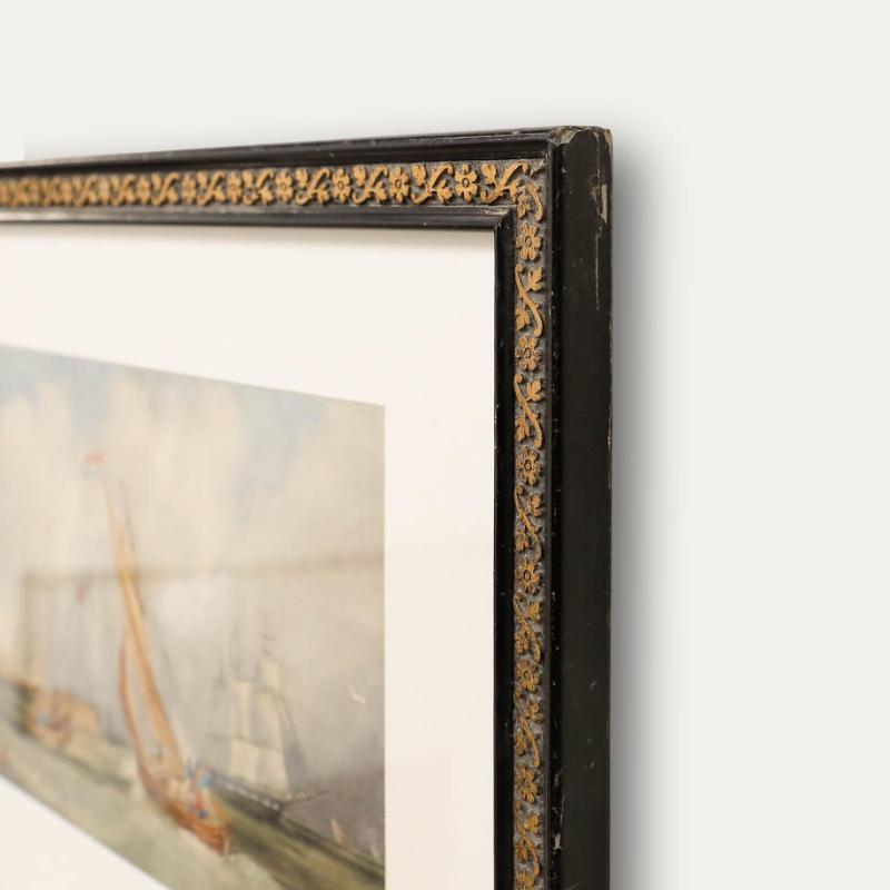 A. Burgess - Aquarelle encadrée de la fin du XIXe siècle, Marine néerlandaise en mer en vente 1