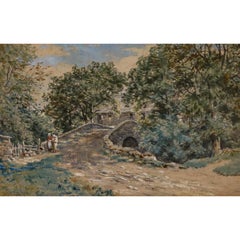 John Blake McDonald RSA (1829-1901) - Framed Watercolour, Figures on a Bridge