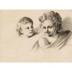 Joseph Dorffmeister (1764-1806) - Pen and Ink Drawing, Putti Head Studies