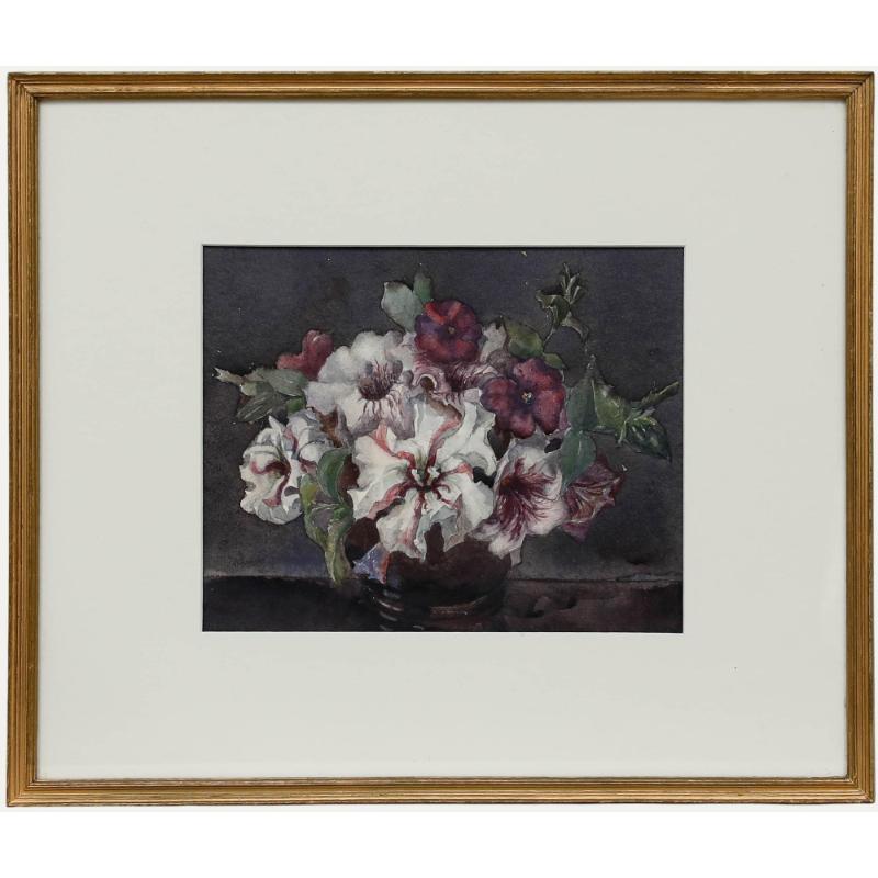 Margaret Worsley - Early 20th Century Watercolour, Still life with Petunias
