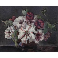 Margaret Worsley - Early 20th Century Watercolour, Still life with Petunias