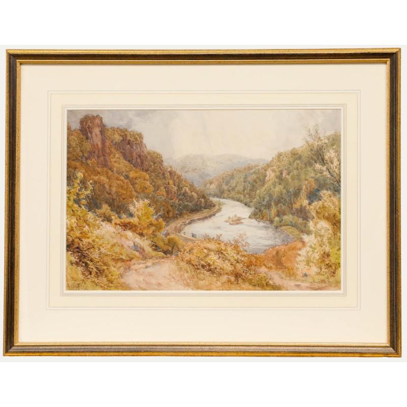 Landscape Art di David Lawrence - David Law (1831-1901) - Acquerello della fine del XIX secolo incorniciato, Symonds Yat