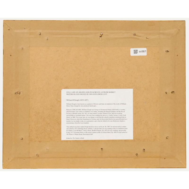William B. Hough (1819-1897)- Acquerello incorniciato, Natura morta di uva e pesche - Still-Life Marrone di Unknown