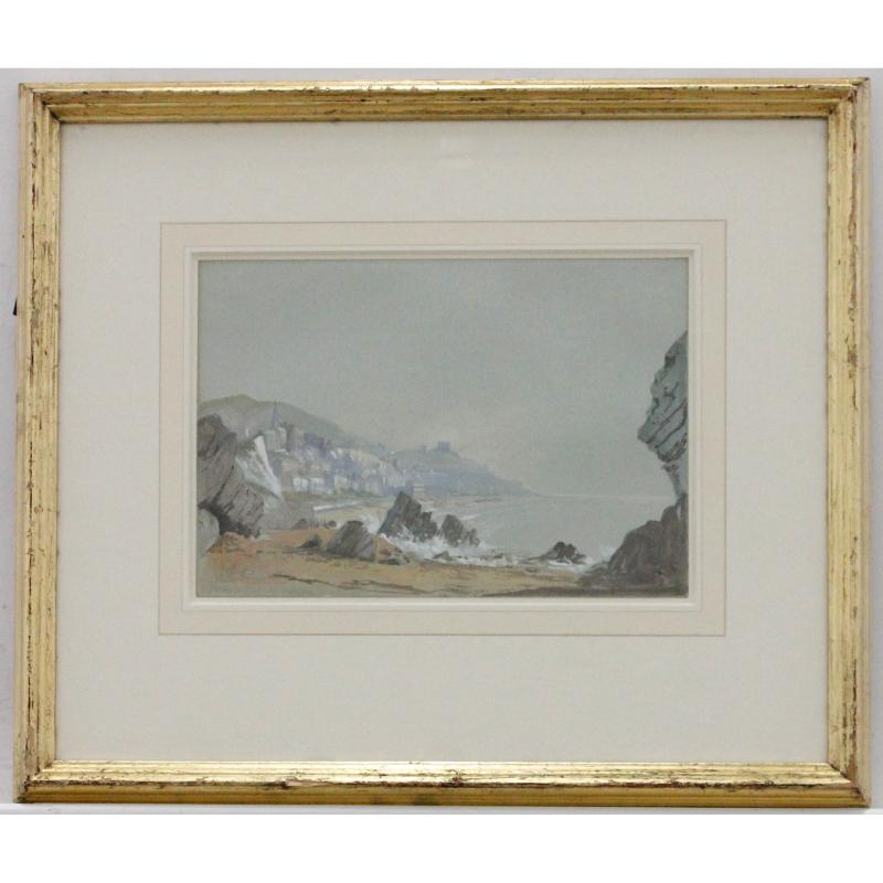 Frederick Clarke (fl. 1834-1870) - Aquarelle du XIXe siècle, Ventnor depuis les plages de l'ouest - Beige Figurative Art par Unknown