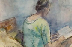 Simon Goldberg (1913-1985) - Framed 20th Century Watercolour, Bedtime Reading