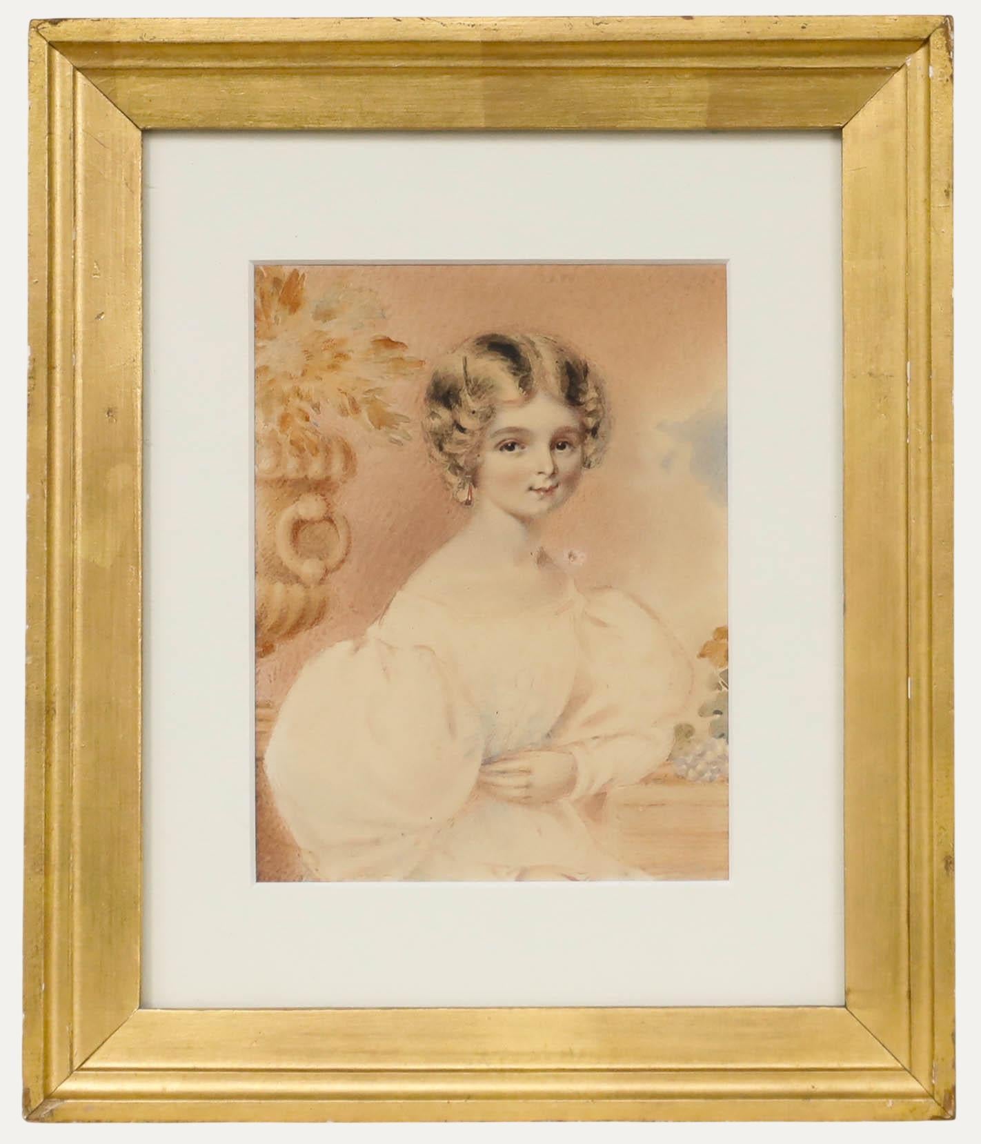 Attrib. Elizabeth Walker (1800-1876) - Watercolour, Portrait of a Regancy Girl