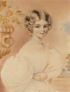 Attrib. Elizabeth Walker (1800-1876) - Watercolour, Portrait of a Regancy Girl