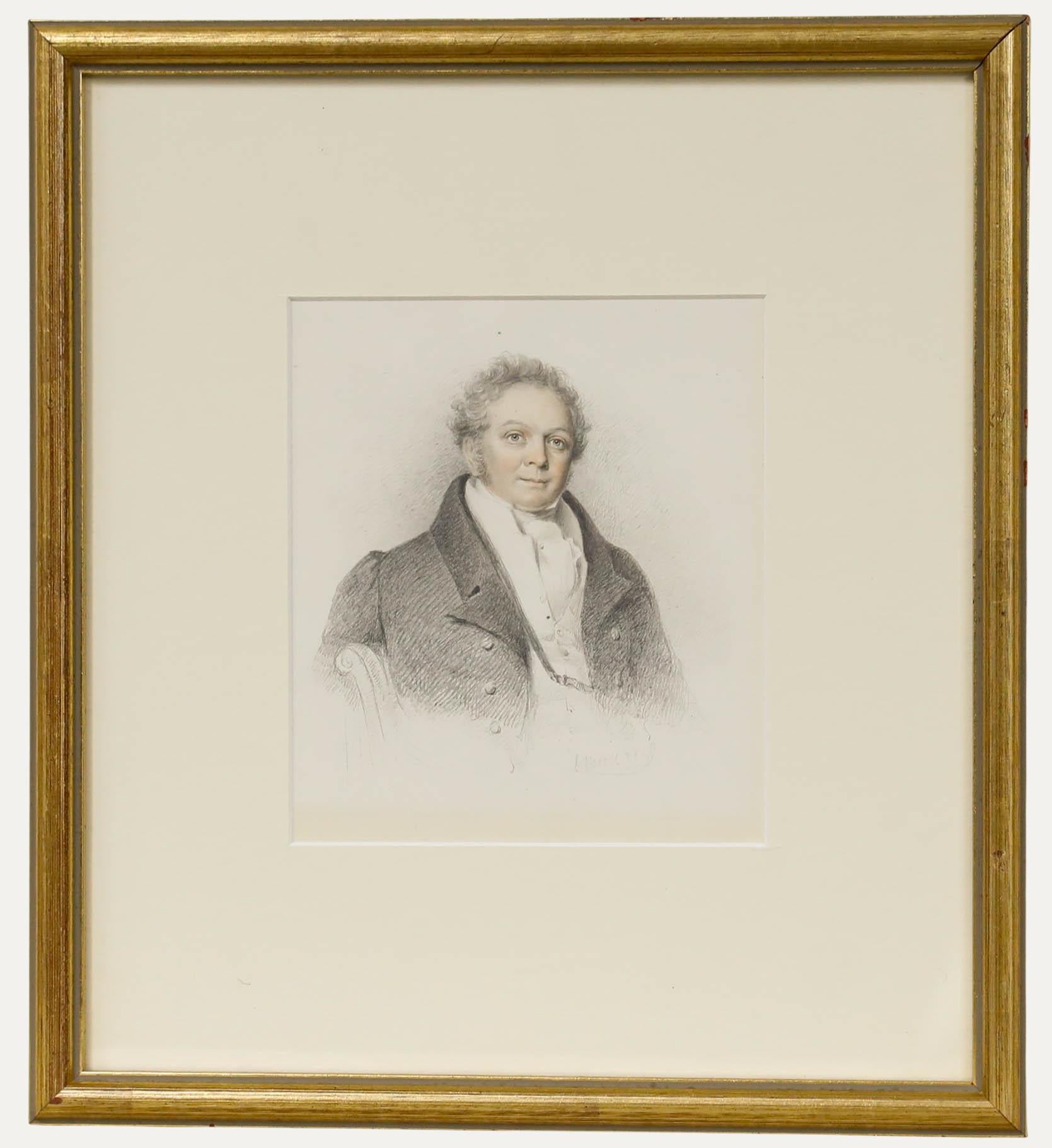 William Moore (1790-1851) - 1829 Graphite Drawing, Portrait of Robert Flower