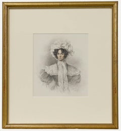 William Moore (1790-1851) - 1829 Graphite Drawing, Portrait of Sarah Flower
