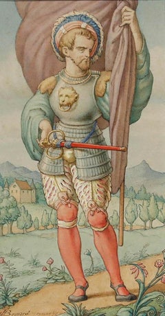 Joseph Besnard (1834-1905) - Framed Late 19th Century Watercolour, The Soldier