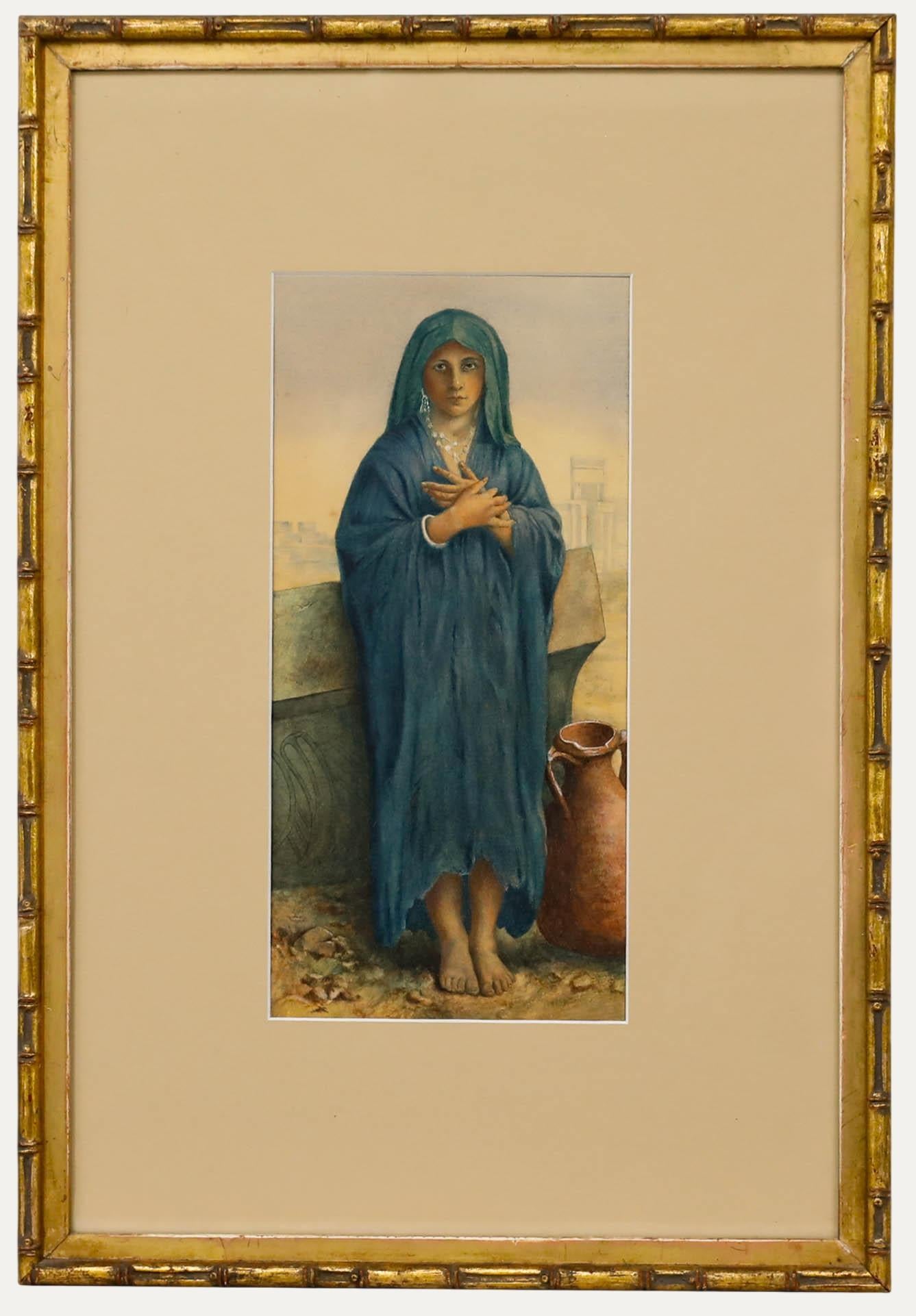 Unknown Portrait - After William Adolphe Bouguereau (1825-1905) - Watercolour, Young Fellah Girl