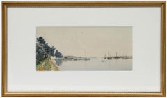 Frederick George Cotman (1850-1920) - Acuarela enmarcada de 1900, Aguas serenas