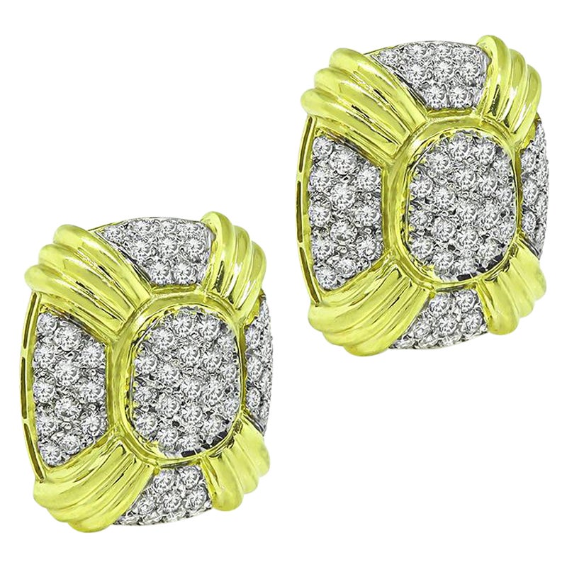 Orecchini in oro giallo e bianco con diamanti da 4,75 carati