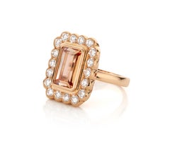 4.05 Carat Imperial Topaz Cluster Diamond Rose Gold Art Deco Cocktail Ring