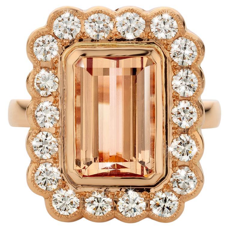 4,75Ct Imperial Topaz 18K Cluster Diamond  1,51Ct LC-D Coctail Art Deco Ring