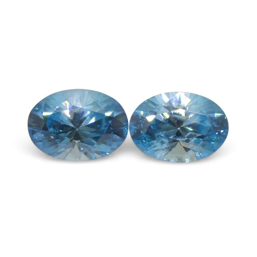 4.75ct Pair Oval Diamond Cut Blue Zircon from Cambodia For Sale 4