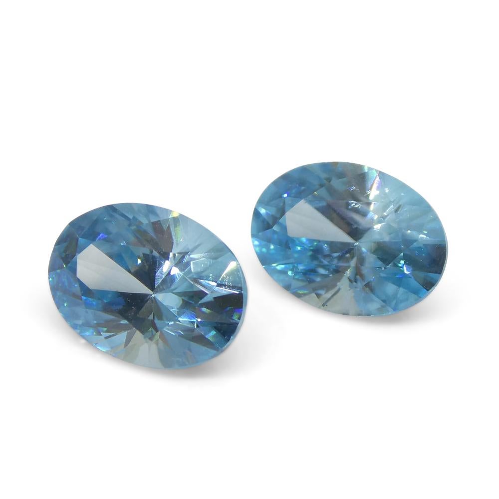 4.75ct Pair Oval Diamond Cut Blue Zircon from Cambodia For Sale 5