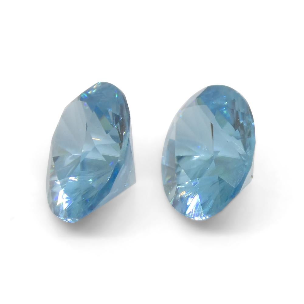 4.75ct Pair Oval Diamond Cut Blue Zircon from Cambodia For Sale 6