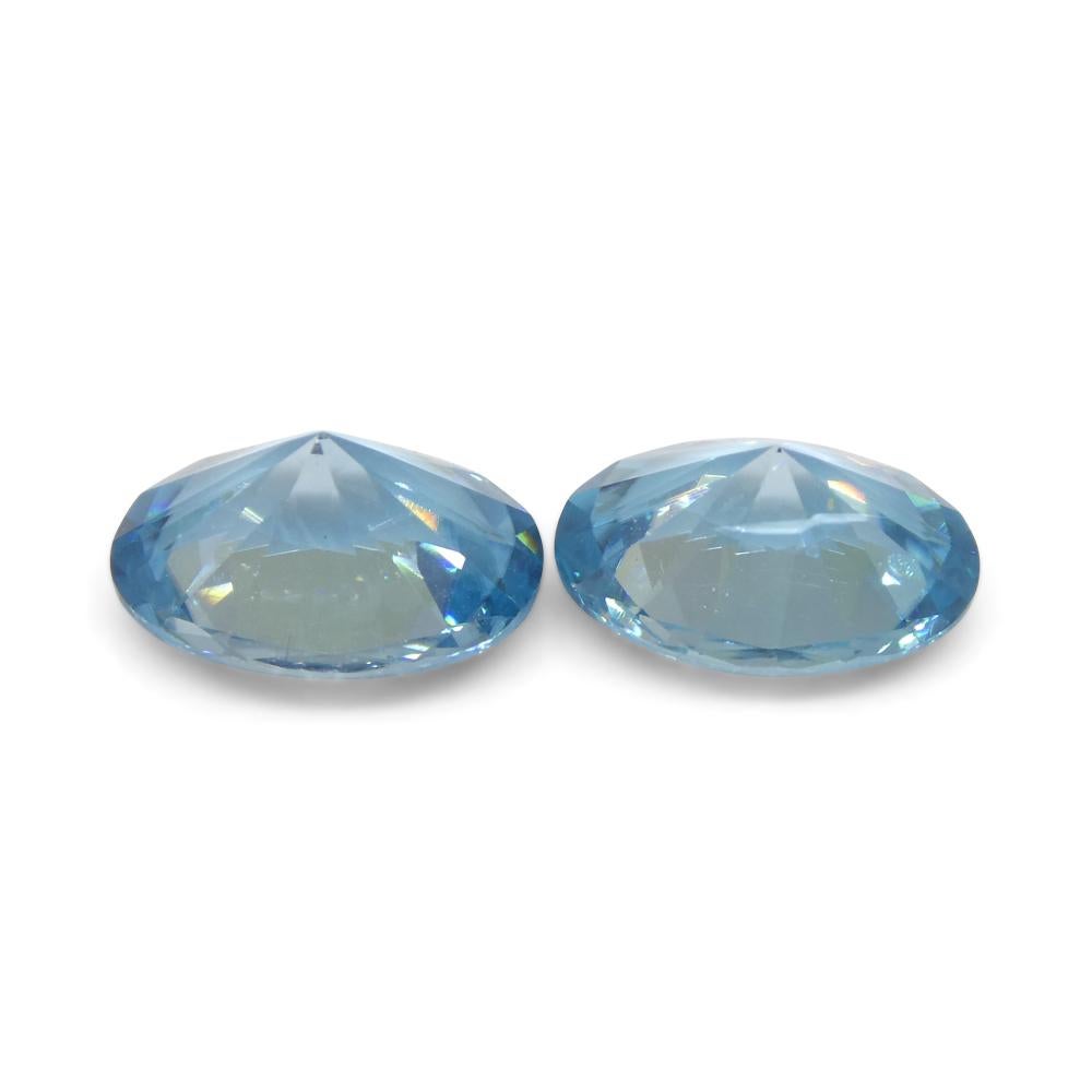 4.75ct Pair Oval Diamond Cut Blue Zircon from Cambodia For Sale 1