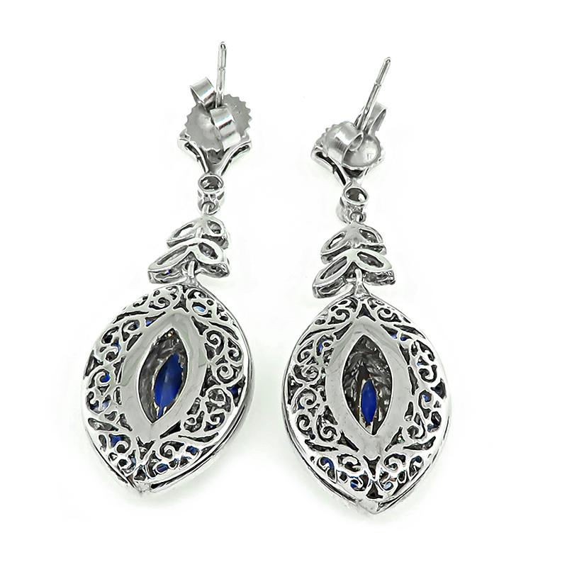 4.75ct Sapphire 1.70ct Diamond Earrings In Good Condition For Sale In New York, NY